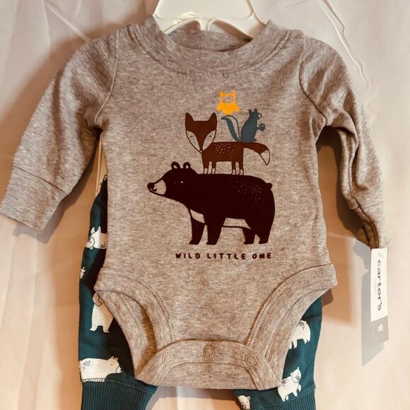 Carter’s Newborn Baby “Wild Little One” Bodysuit & Pants Outfit - Picture 1 of 6